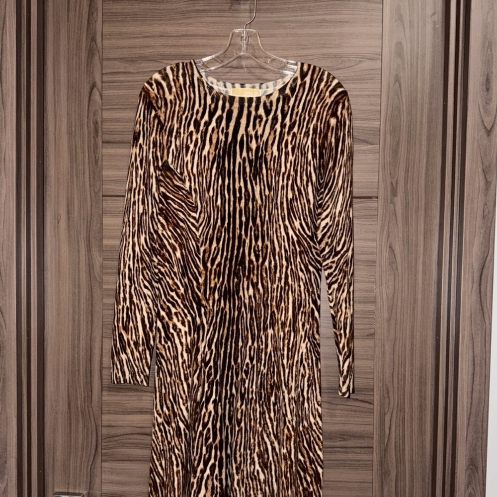 Michael Kors Zebra Print Long Sleeve Dress